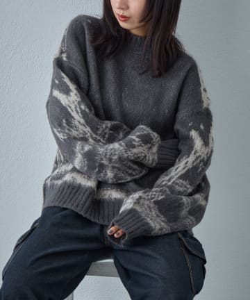 -goocy-(グーシー) ニュアンス柄強起毛加工プルオーバー