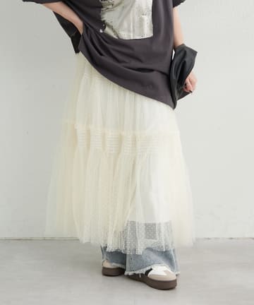 NICE CLAUP / OLIVE des OLIVE OUTLET(ナイスクラップ  / オリーブ デ オリーブ アウトレット) フロッキードットチュールSK
