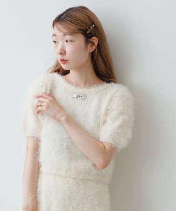 Kastane(カスタネ) 【7.19(土)12:00発売/2025AW/セットアップ対応/前後2WAY】シャギー半袖カーディガン