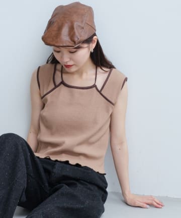 Kastane(カスタネ) 配色パイピングアメスリタンク