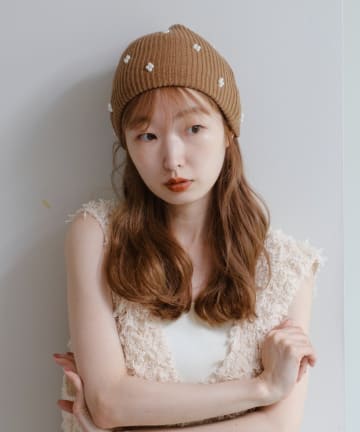 【新色追加/4色展開】パールニットビーニー
