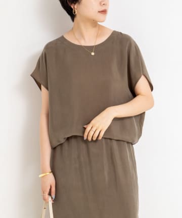 NOLLEY'S(ノーリーズ) 《セットアップ対応》ウォッシャブルシルキーキュプラフレンチブラウス