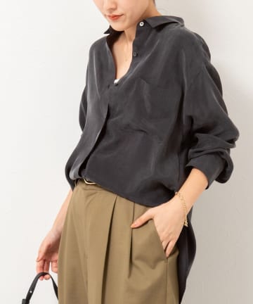 NOLLEY'S(ノーリーズ) 《セットアップ対応》ウォッシャブルシルキーキュプラドレープシャツ