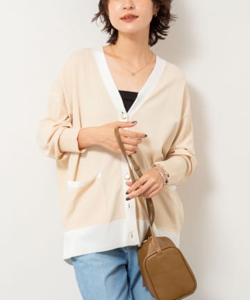 NOLLEY'S(ノーリーズ) 《手洗い可能》マルチファンクション配色Vネックカーディガン