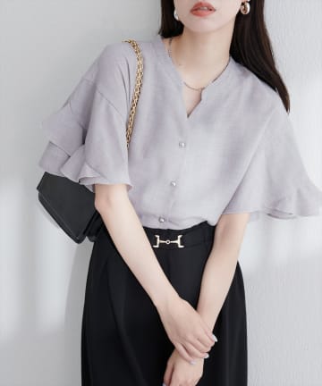 natural couture(ナチュラルクチュール) 【sherbet line】WEB限定 / UV・接触冷感ラップ半袖ブラウス