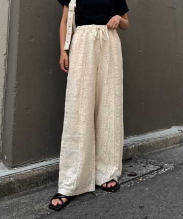CIAOPANIC TYPY(チャオパニックティピー) パッチワーク切替レースワイドパンツ