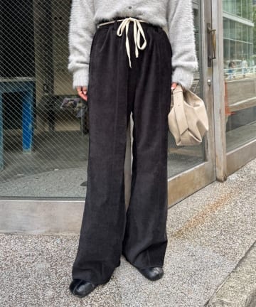 CIAOPANIC TYPY(チャオパニックティピー) 【スタイルアップ】紐ベルト付きベロアフレアパンツ