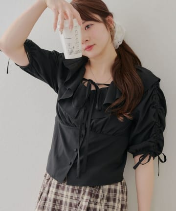 NICE CLAUP / OLIVE des OLIVE OUTLET(ナイスクラップ  / オリーブ デ オリーブ アウトレット) 【RMAF】ラッフル衿ホルターブラウス
