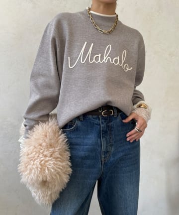 DOUDOU(ドゥドゥ) 【WEB限定】コード刺繍ロゴニットトップス