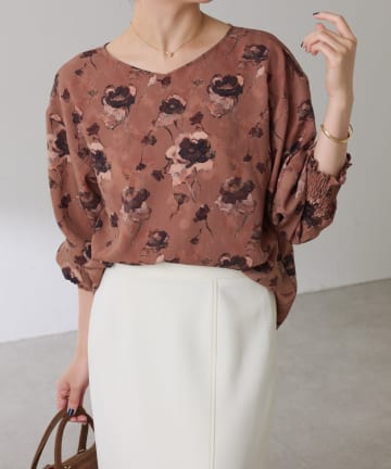 COLLAGE GALLARDAGALANTE(コラージュ ガリャルダガランテ) 【１枚で着映え】 ヴィンテージフラワー柄ブラウス