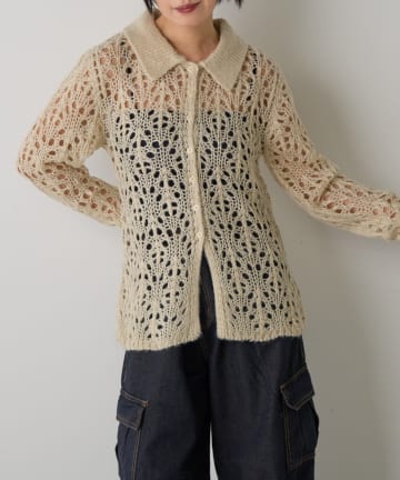 -goocy-(グーシー) 透かし柄モヘアポロニット