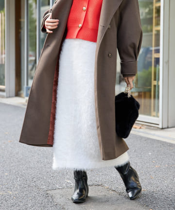 un dix cors(アンディコール) 《セットアップ可》ソフトシャギーバックスリットナロースカート