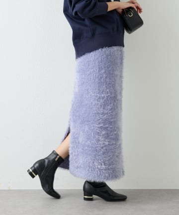 un dix cors(アンディコール) 《セットアップ可》ソフトシャギーバックスリットナロースカート