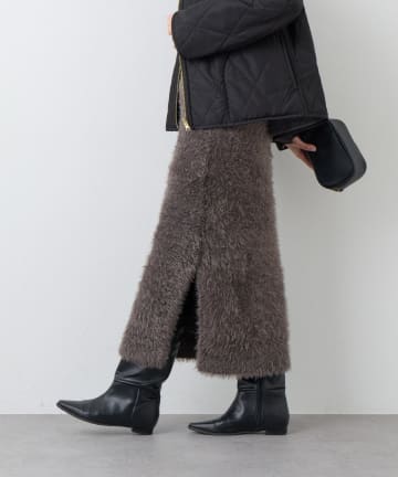 un dix cors(アンディコール) 《セットアップ可》ソフトシャギーバックスリットナロースカート