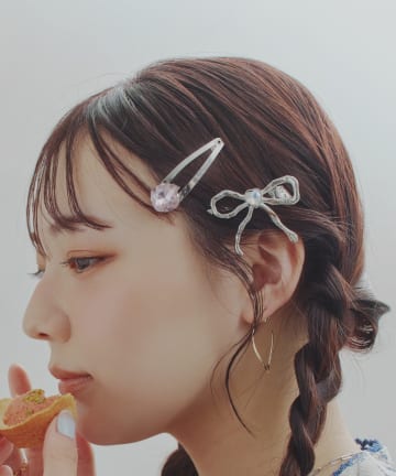 Lattice(ラティス) リボンヘアクリップ/パッチンピンセット(2P)