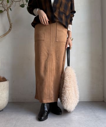 DOUDOU(ドゥドゥ) 【WEB限定】マシュマロスエードタイトスカート