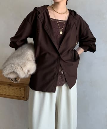 DOUDOU(ドゥドゥ) 【WEB限定】サキソニーフーディーシャツ