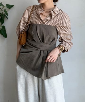 DOUDOU(ドゥドゥ) 【完売カラー再追加！】ストライプポンチョブラウス