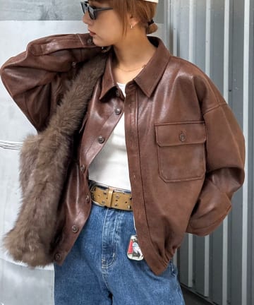 【UNISEX】レザーシャツジャケット