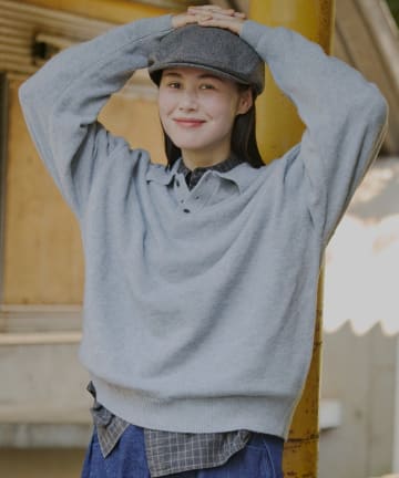 Kastane(カスタネ) 【WHIMSIC】ブラッシュド ヤーン ニットポロシャツ