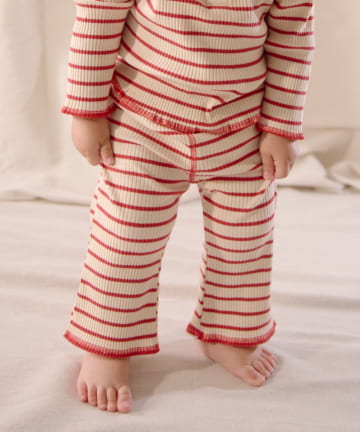 【BABY】【Qinn】ボーダーリブレギンスパンツ