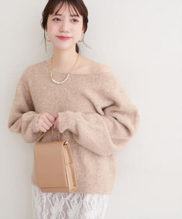 natural couture(ナチュラルクチュール) 【WEB限定】ウール混ボートネックニットプルオーバー