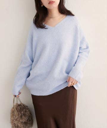 natural couture(ナチュラルクチュール) 【WEB限定】ウール混前後2WAYニットプルオーバー