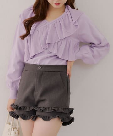 NICE CLAUP / OLIVE des OLIVE OUTLET(ナイスクラップ  / オリーブ デ オリーブ アウトレット) 【RMAF】クロスフリルニット