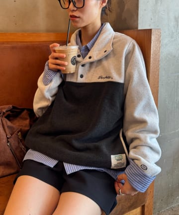 CIAOPANIC TYPY(チャオパニックティピー) 【WEB限定】【DISCUS】フリースハーフスナップ釦プルオーバー