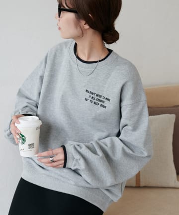 DISCOAT(ディスコート) 【ユニセックス】ラインリブワンポイント刺繍スウェット