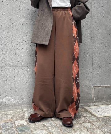 【UNISEX】アーガイルニットスウェットパンツ