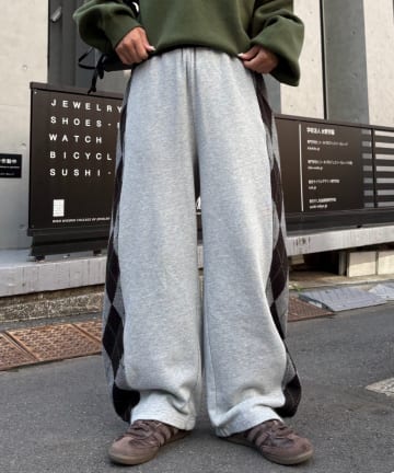CIAOPANIC TYPY(チャオパニックティピー) 【UNISEX】アーガイルニットスウェットパンツ