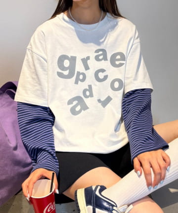 CIAOPANIC TYPY(チャオパニックティピー) 【UNISEX】レイヤードボーダーロゴロンTEE