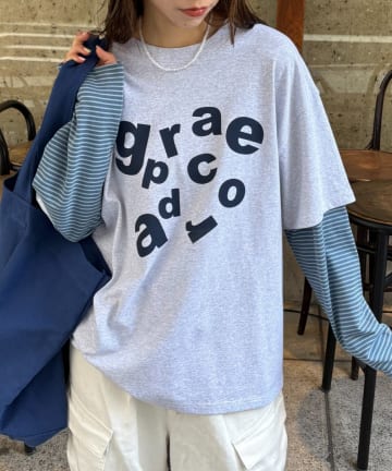 CIAOPANIC TYPY(チャオパニックティピー) 【UNISEX】レイヤードボーダーロゴロンTEE