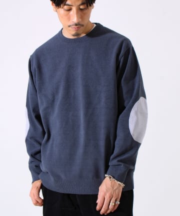 FREDY & GLOSTER(フレディ アンド グロスター) 【GLOSTER/グロスター】ソフトモール素材 エルボーパッチ クルーニット