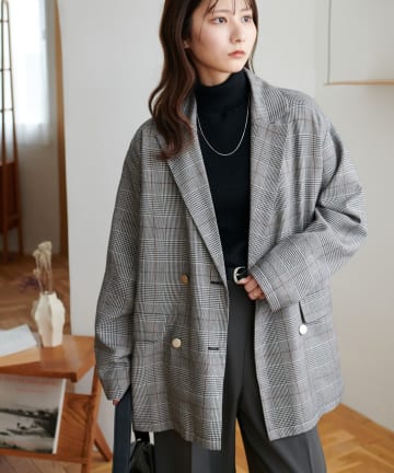 DISCOAT(ディスコート) 【オンオフ使える/WEB限定】金ボタンチェックWテーラージャケット