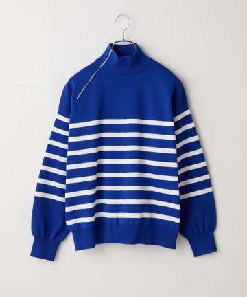 COLONY 2139(コロニー トゥーワンスリーナイン) エステルヤーンサイドネックジップボーダーニット