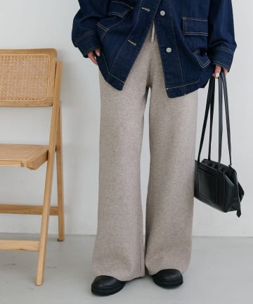 【ラクに叶える美脚パンツ♪/新色追加】ニットフレアパンツ《WEB限定》