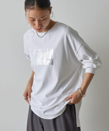 COLONY 2139(コロニー トゥーワンスリーナイン) 【AW先行予約】箔プリント袖リブ長袖Tシャツ