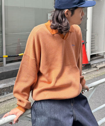 CIAOPANIC(チャオパニック) バーズアイニットロングスリーブニットポロ