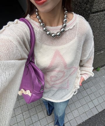 CIAOPANIC(チャオパニック) スターロゴシャーリングシアーニット