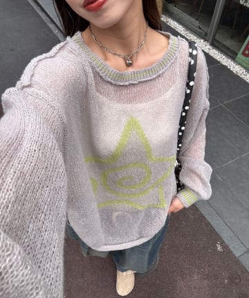 CIAOPANIC(チャオパニック) スターロゴシャーリングシアーニット