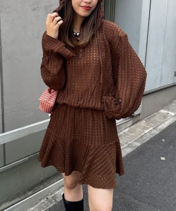 CIAOPANIC(チャオパニック) 【2サイズ展開】ウエストゴムフリルフーディー