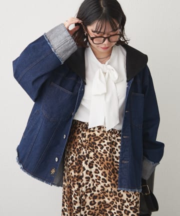 【NUNIFE】コーデュロイカラーデニムオーバージャケット【取り外し可能】