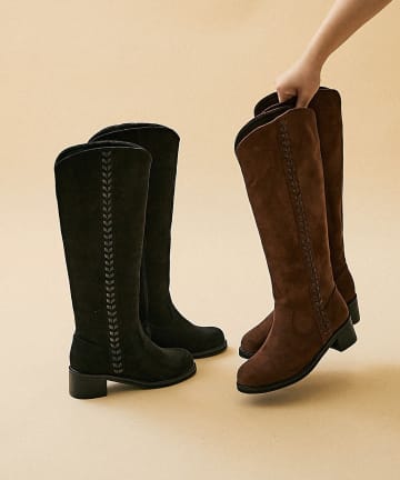 NICE CLAUP / OLIVE des OLIVE OUTLET(ナイスクラップ  / オリーブ デ オリーブ アウトレット) 【RMAF】サイドステッチロングブーツ