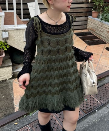 CIAOPANIC(チャオパニック) ループヤーンニットチュニックキャミワンピ