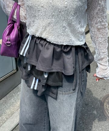 CIAOPANIC(チャオパニック) 異素材切替トラック巻きスカート