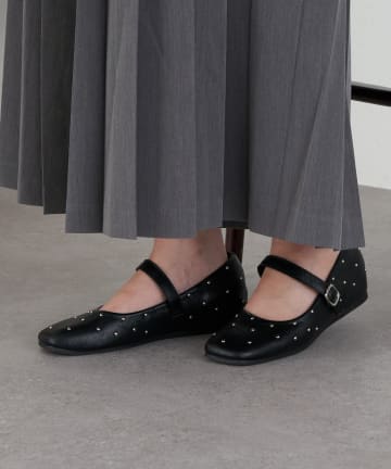 【Lumé/ルメ】スタッズストラップフラットシューズ
