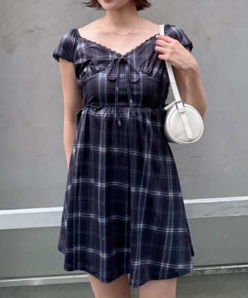 mline(エムライン) [mline]シアーチェック カットミニワンピース
