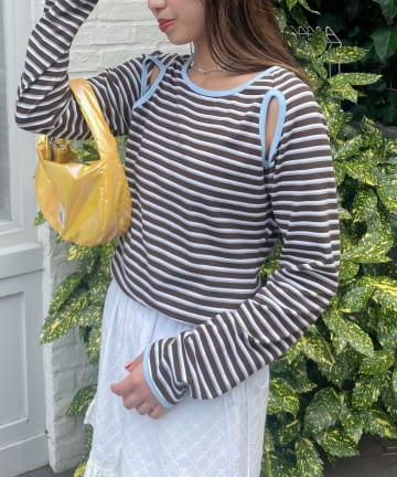 CIAOPANIC(チャオパニック) 【HELLO.SANFRANCISCO/ハローサンフランシスコ】カットアウトマルチボーダーTEE